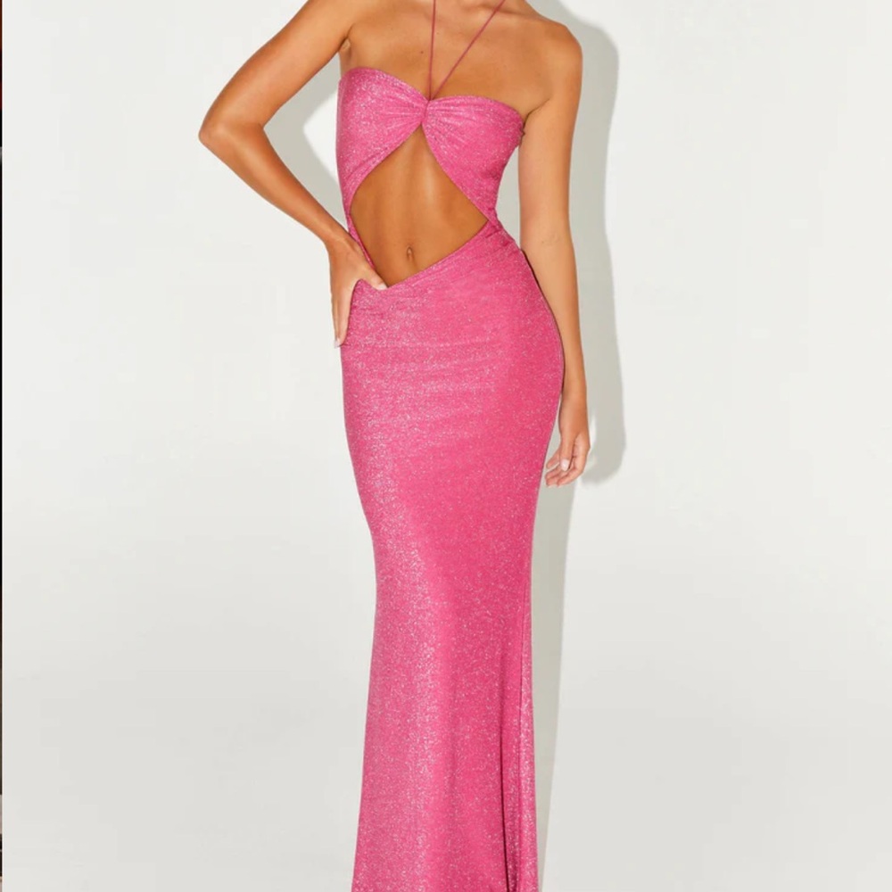 Elegant Pink Cutout Evening Gown